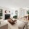 Living room flows into bright dining room